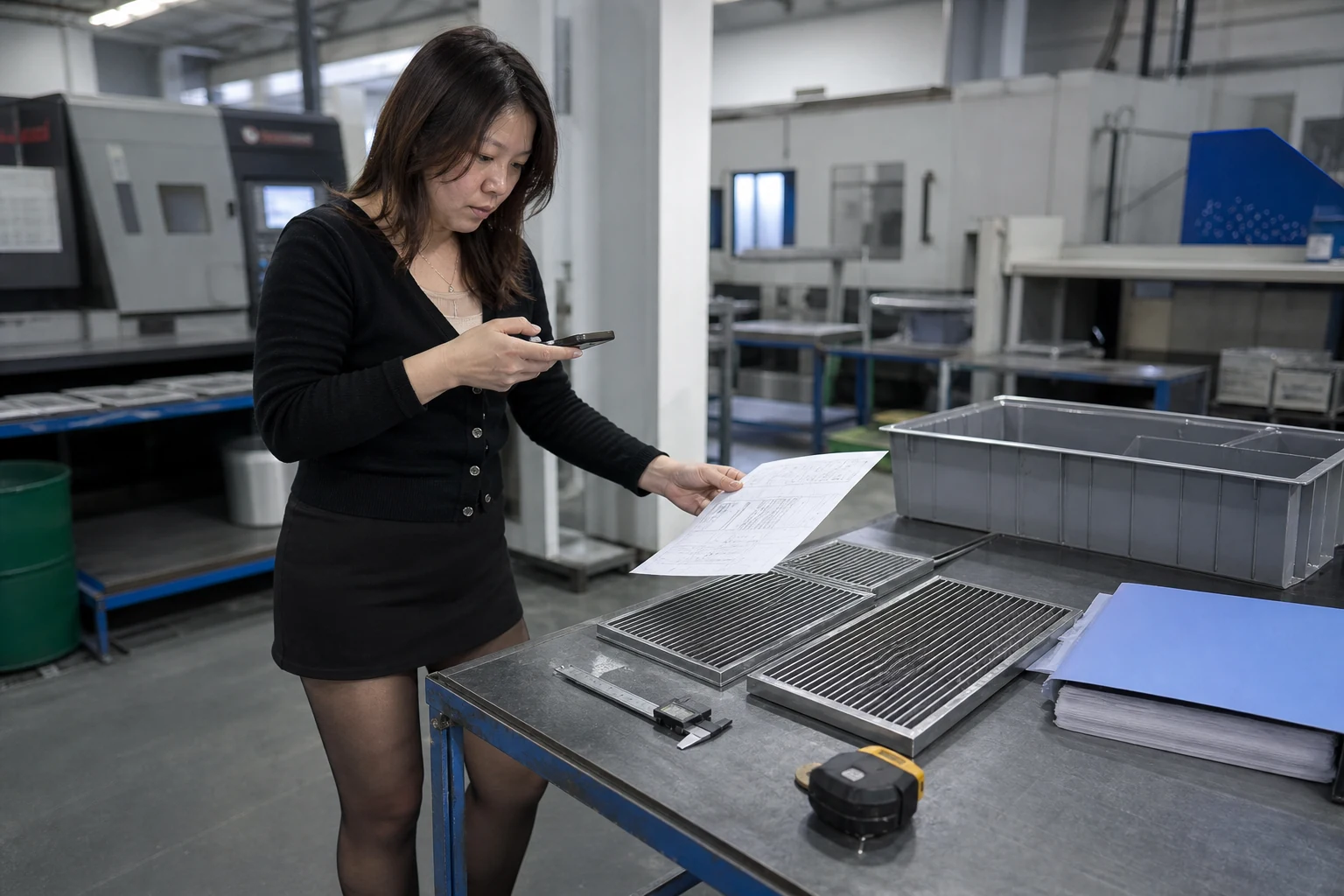 自媒体拍摄人员记录格栅代工尺寸与批次资料