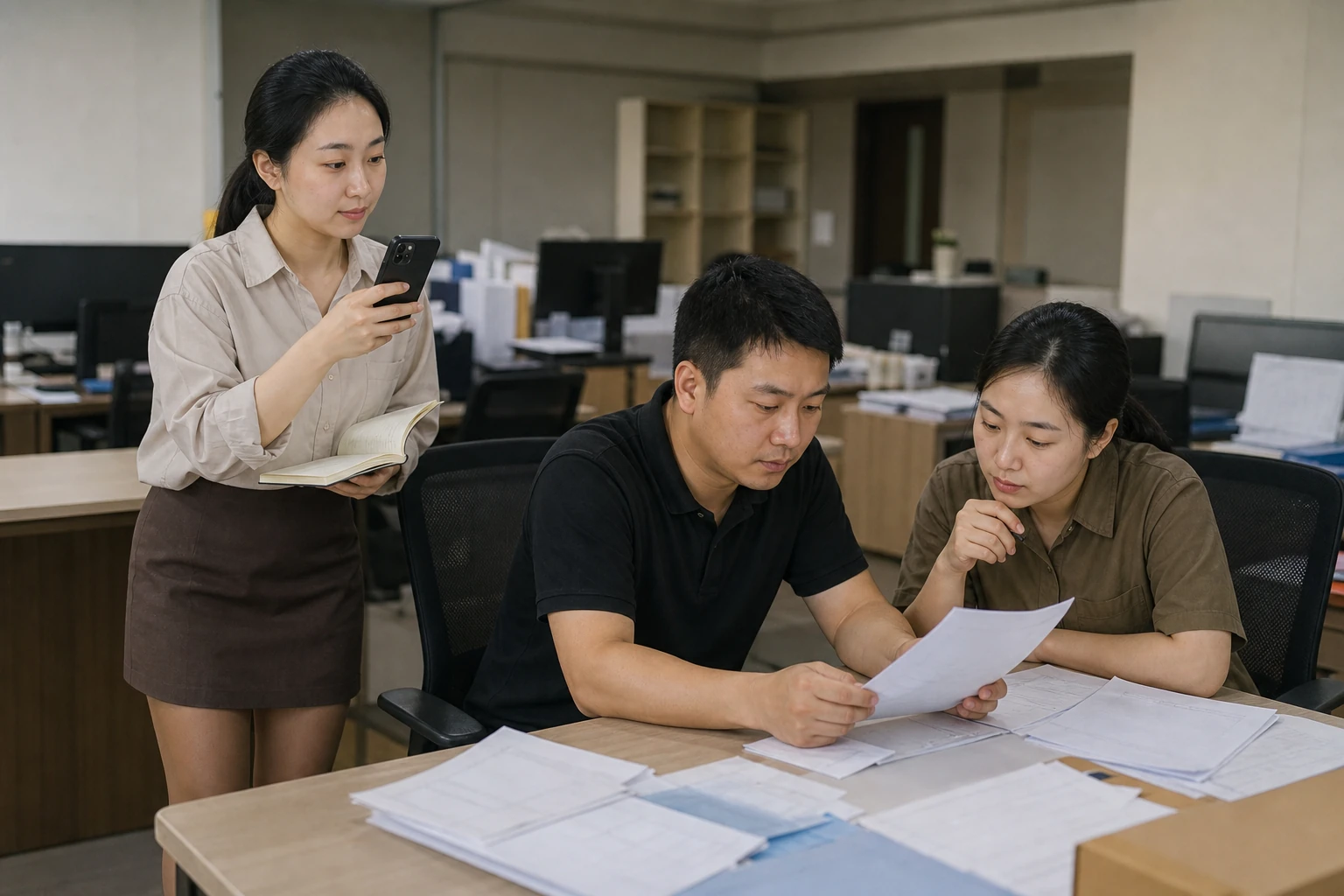自媒体拍摄人员记录氮化代工工艺变更资料讨论动作