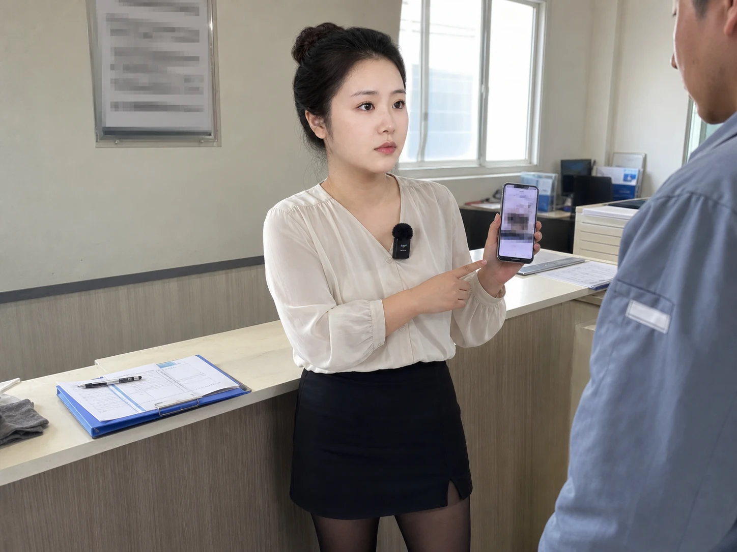 自媒体拍摄人员记录安装条件交接的场景示意图