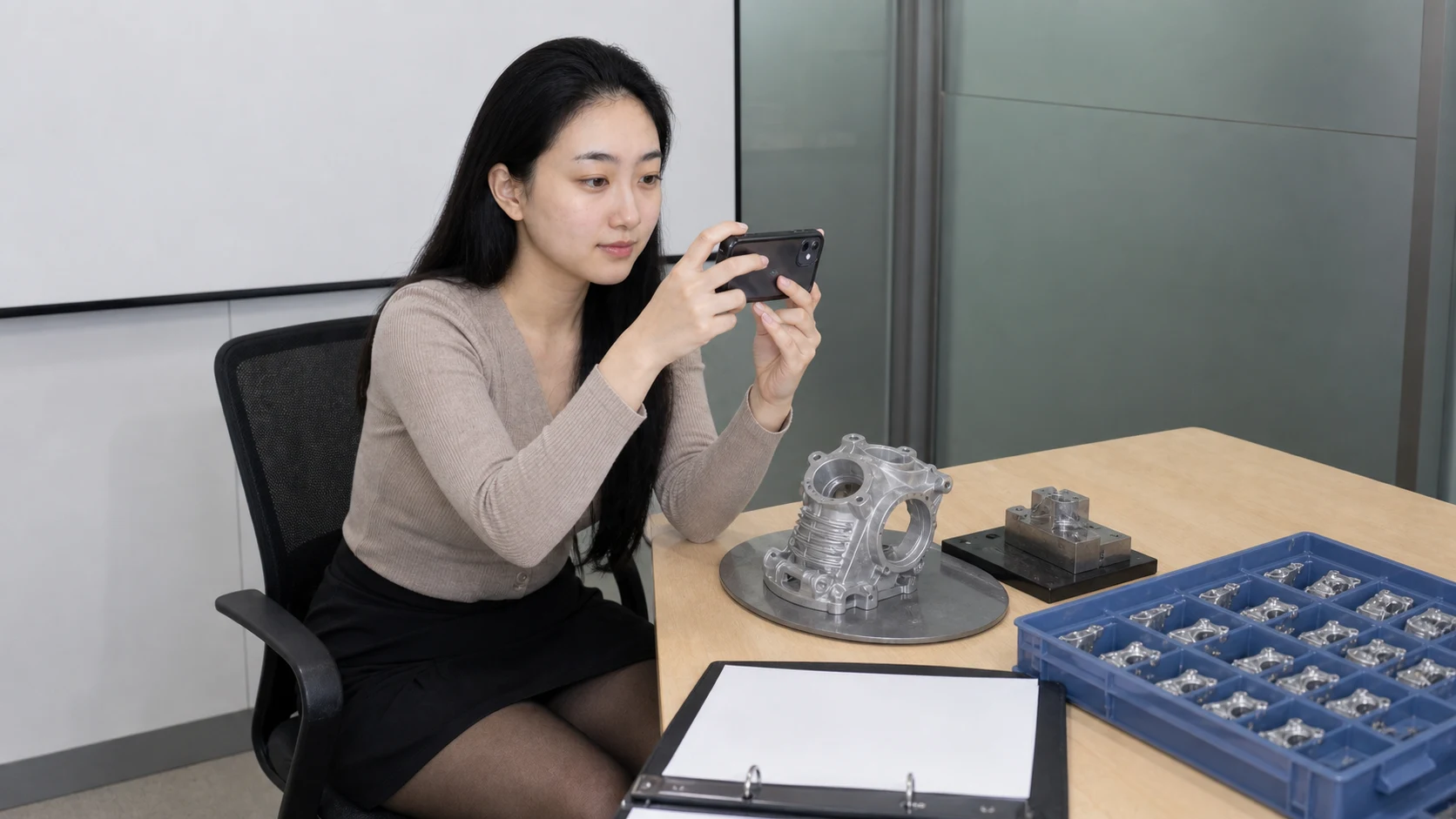 自媒体拍摄人员记录精密压铸模具状态与批量余量